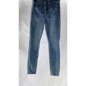 GAP Women's Light Indigo Blue Denim High-Rise Distressed True Skinny Jean SZ 26